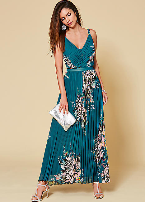 Kaleidoscope - Floral Print Pleated Maxi Dress