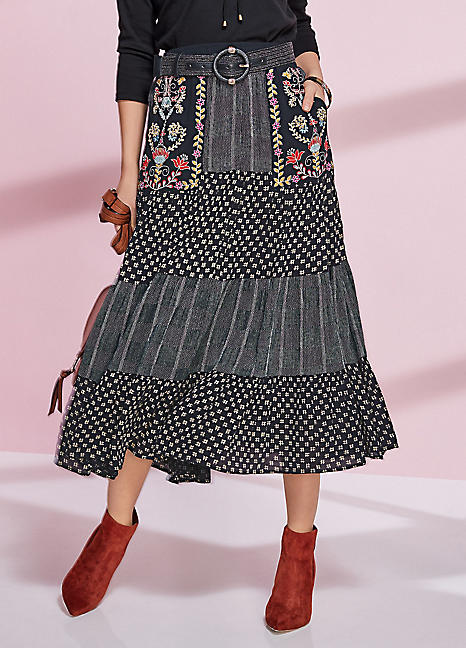 Kaleidoscope - Together Tiered Printed Skirt